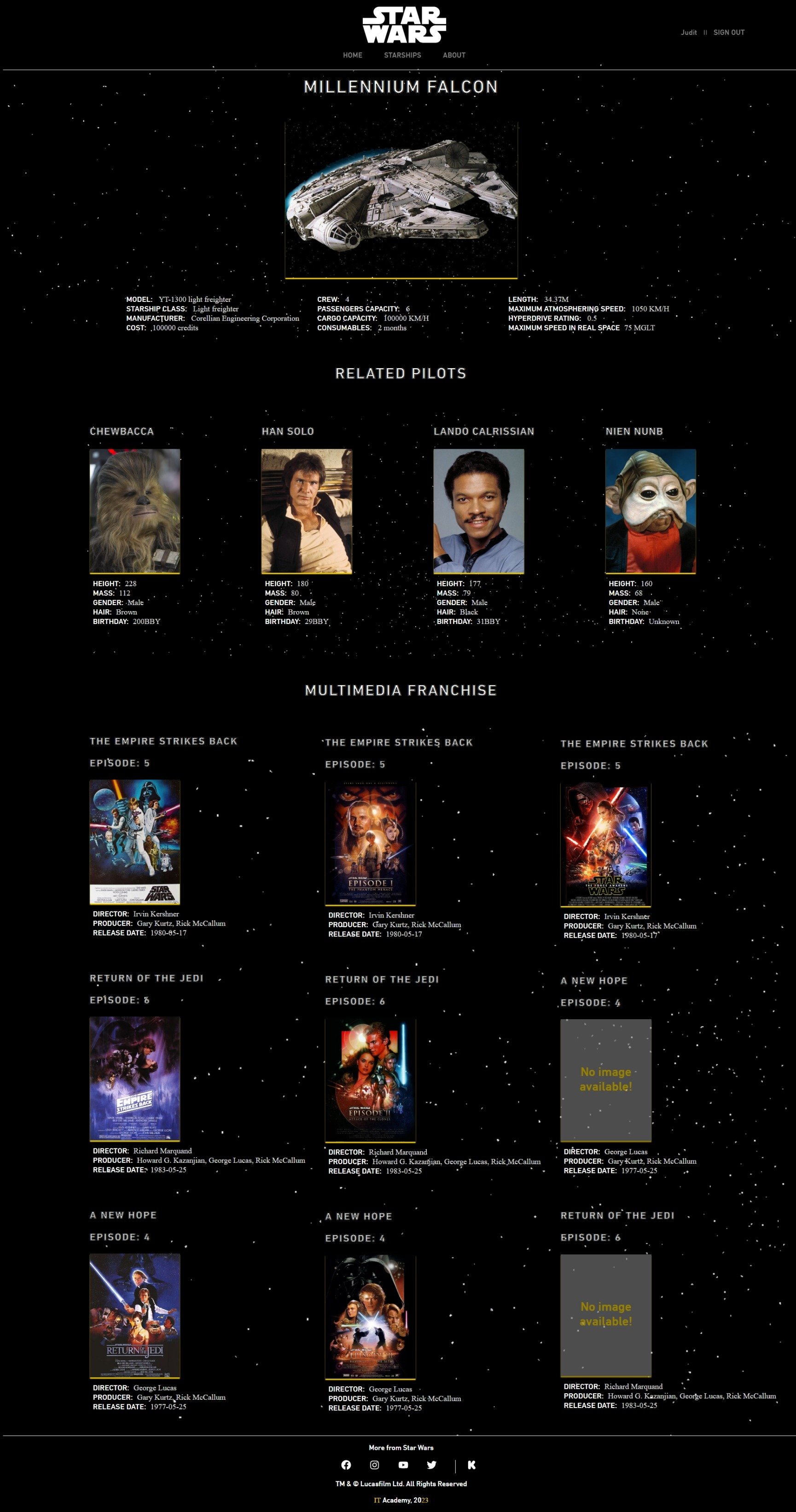 Showcase image no. 3 for Star Wars Application